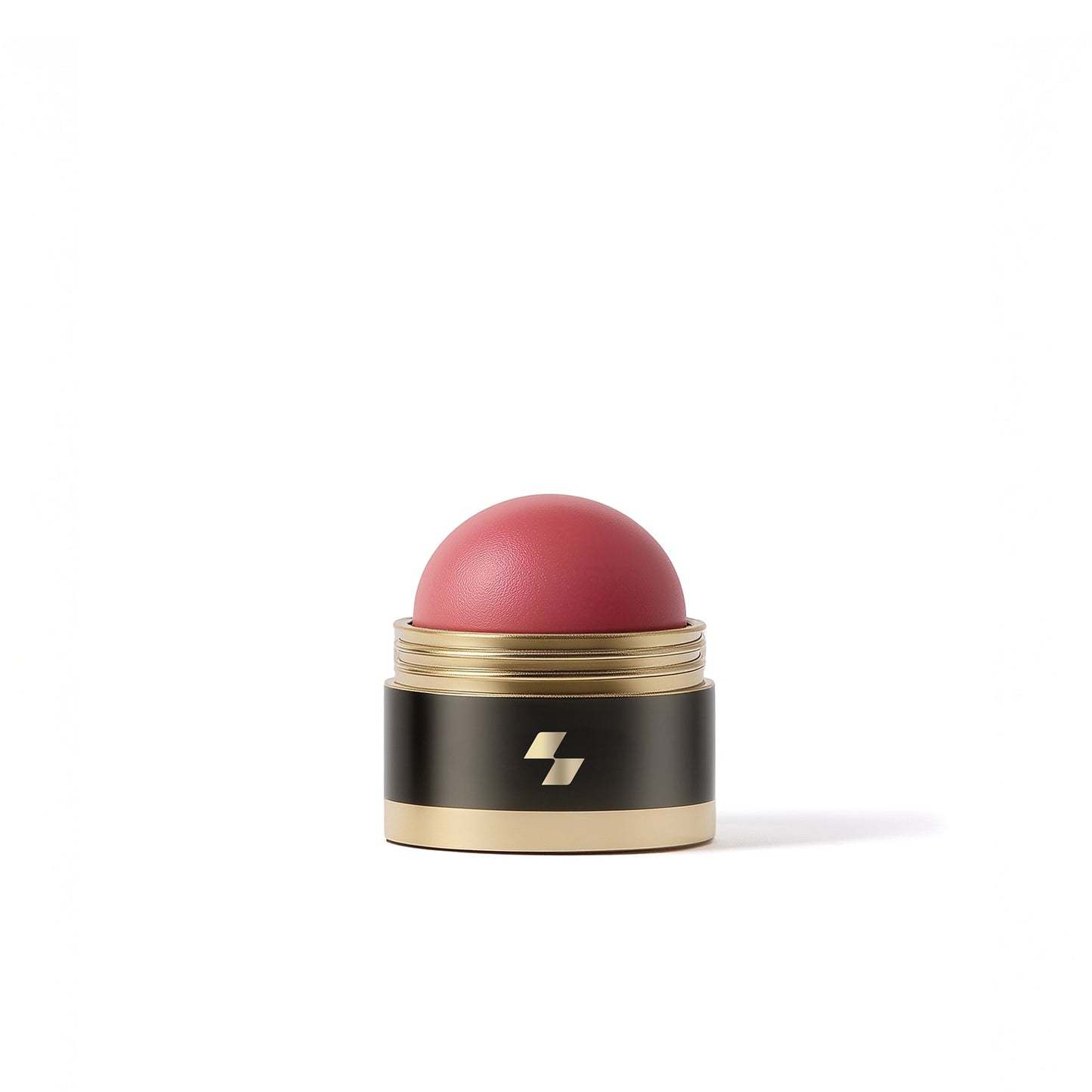 Pink makeup stick with gold and black packaging on a white background (Red)