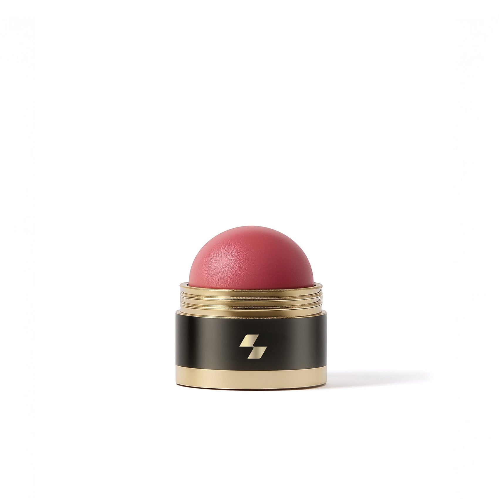 Pink makeup stick with gold and black packaging on a white background (Red)