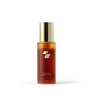 Skincare bottle with gold cap and label on a white background