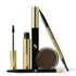 Set of makeup products including a brow pencil, brow powder, and mascara on a white background