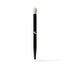 Black makeup brush with a white bristle tip on a white background