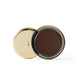 Cosmetic compact with gold lid and brown powder on a white background (Brown)