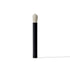 Makeup brush with black handle and white bristle head on a white background