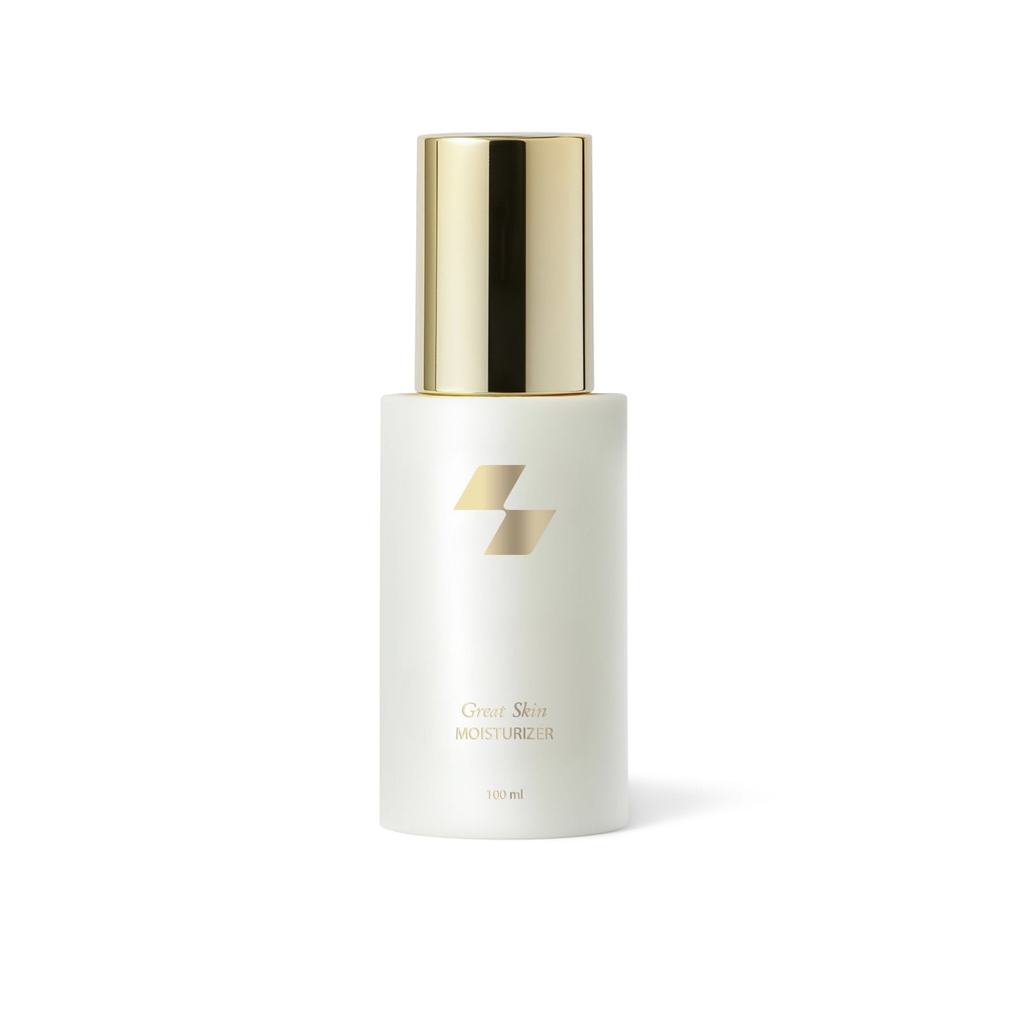 Skincare bottle with gold cap on a white background (100 ml)
