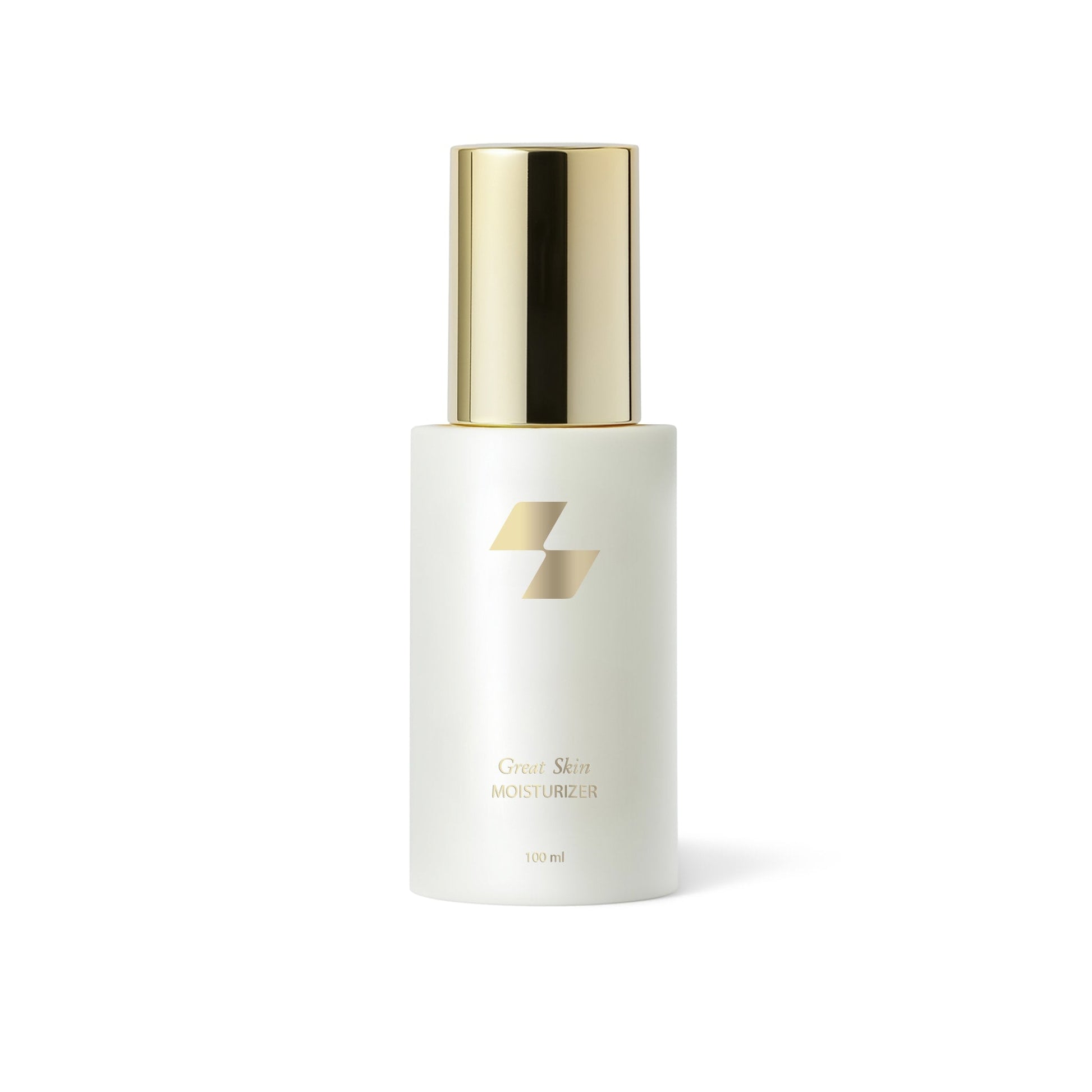 Skincare bottle with gold cap on a white background (100 ml)