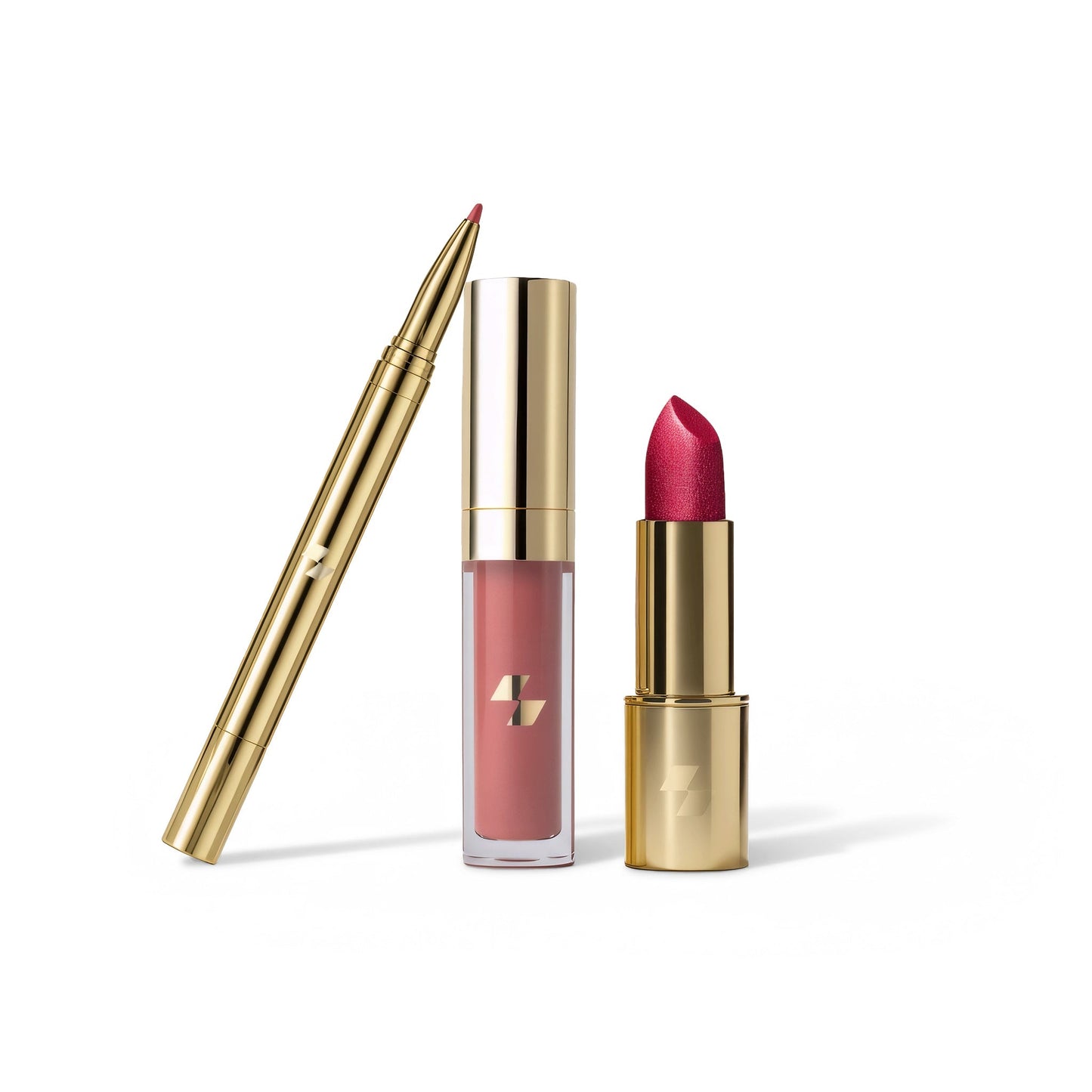 Lipstick and lip liner set on a white background