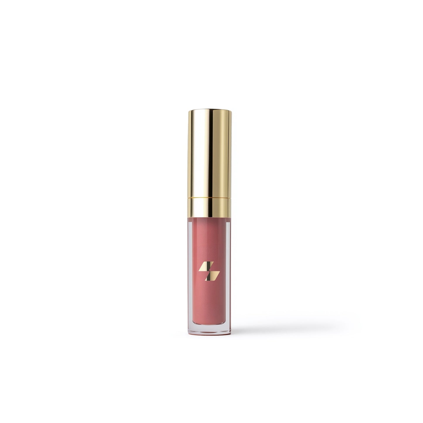 Lip gloss with gold cap on a white background (Light Pink)