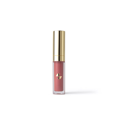 Lip gloss with gold cap on a white background (Light Pink)