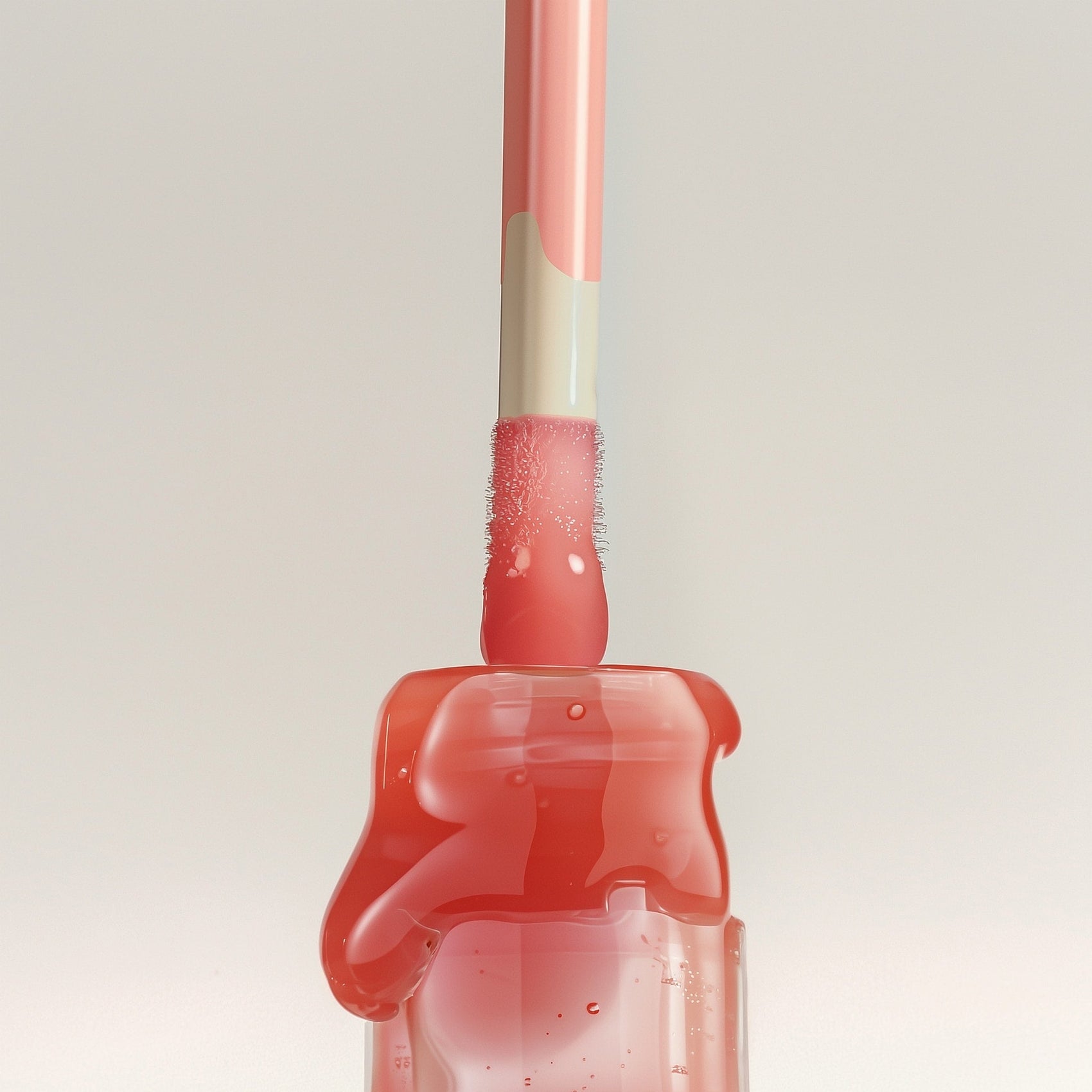 Red straw with a white handle on a light gray background (Orange)